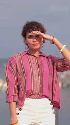 LA PETITE ÉTOILE Blouses & Chemisiers|Blouse Belane Rose Raye