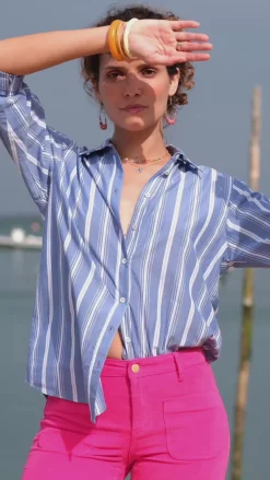 LA PETITE ÉTOILE Blouses & Chemisiers|Chemise Maeve Rayure Bleu