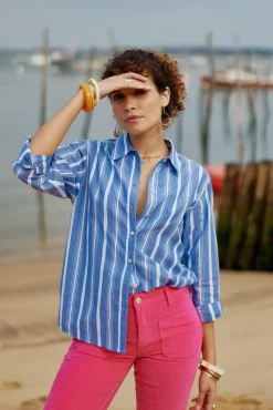 LA PETITE ÉTOILE Blouses & Chemisiers|Chemise Maeve Rayure Bleu