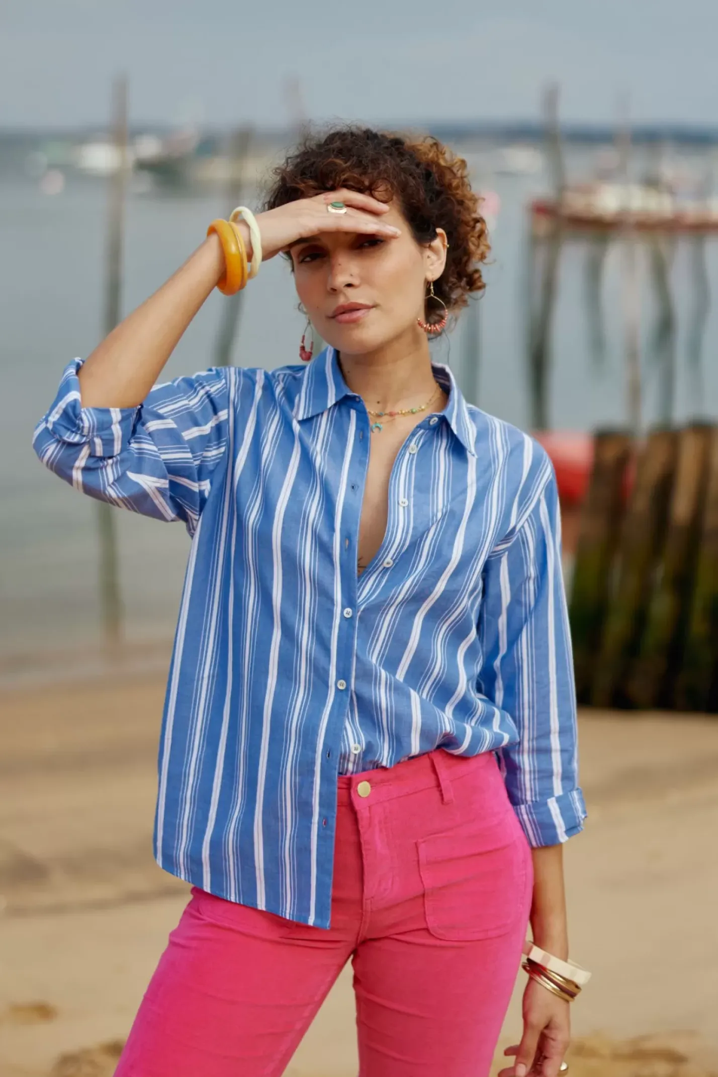 LA PETITE ÉTOILE Blouses & Chemisiers|Chemise Maeve Rayure Bleu