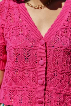 LA PETITE ÉTOILE Mailles|Gilet Rowena Fuchsia