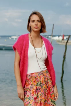 LA PETITE ÉTOILE Mailles|Gilet Sade Rose