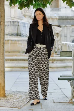 LA PETITE ÉTOILE Pantalons & Jeans|Pantalon Fernano Ecru/Noir