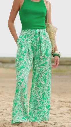 LA PETITE ÉTOILE Pantalons & Jeans|Pantalon Lemaa Vert/Ecru