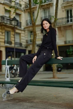 LA PETITE ÉTOILE Pantalons & Jeans|Pantalon Riel Noir
