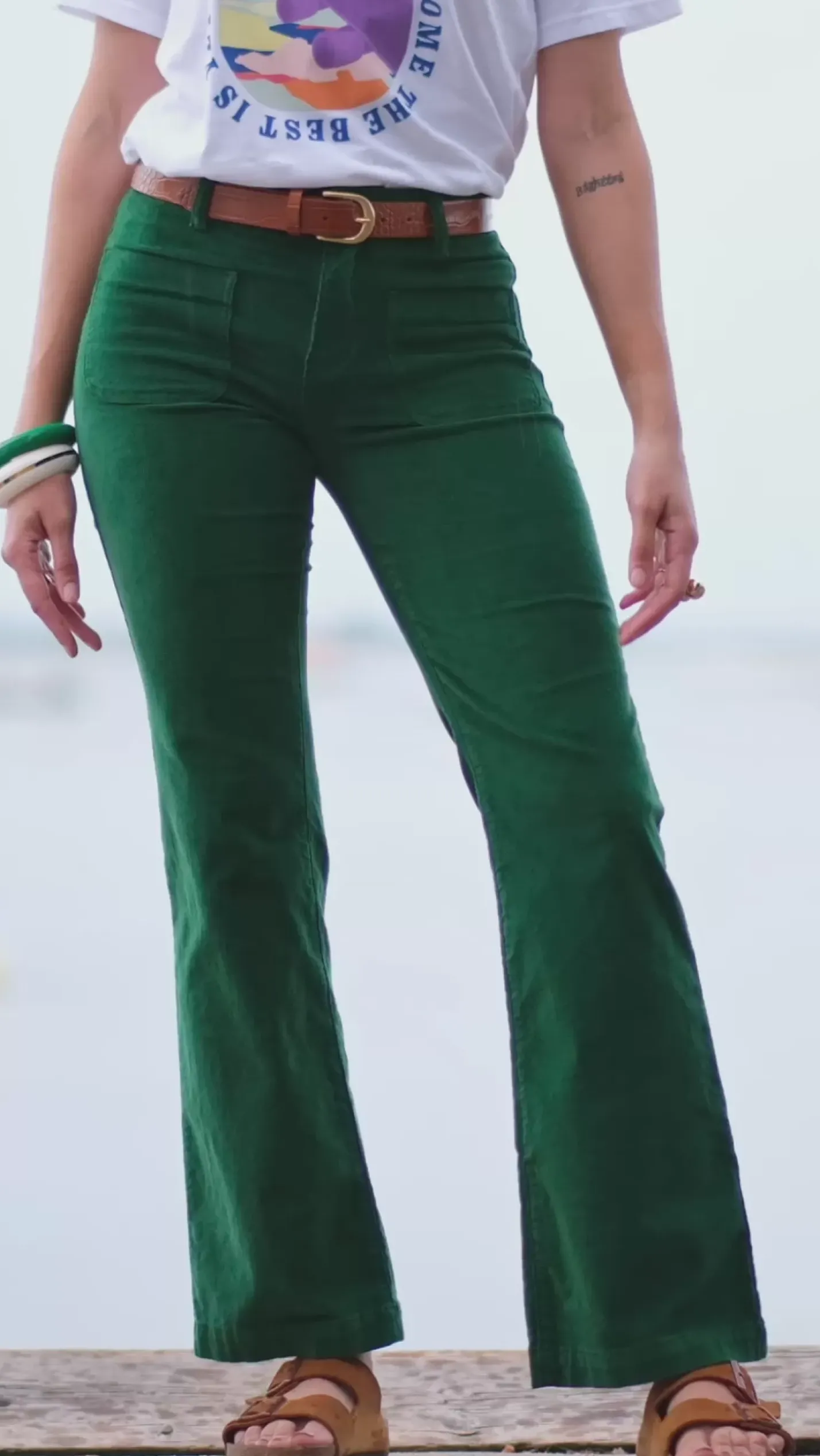 LA PETITE ÉTOILE Pantalons & Jeans|Pantalon Sonny Velours Vert