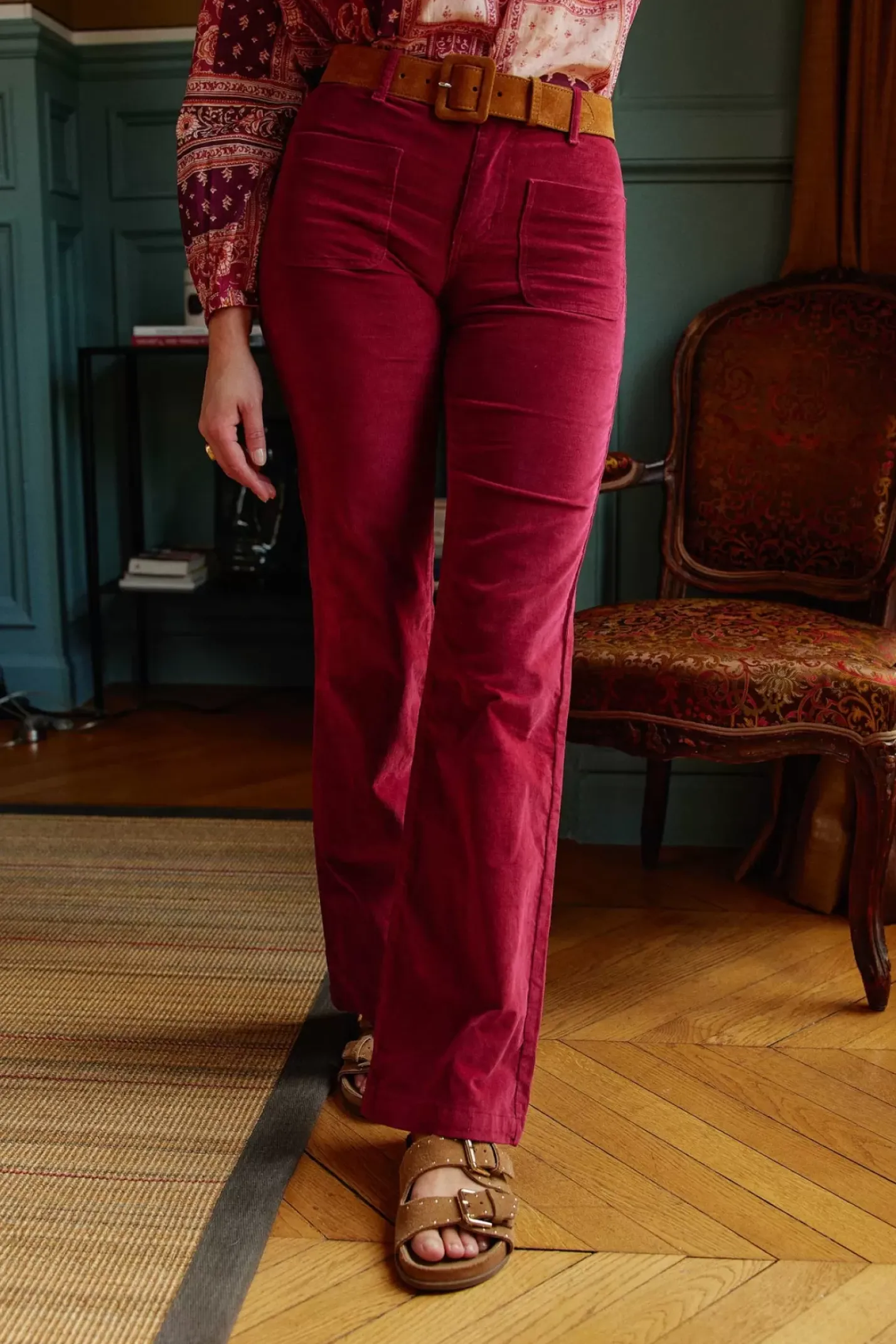 LA PETITE ÉTOILE Pantalons & Jeans|Pantalon Sonny Velours Framboise