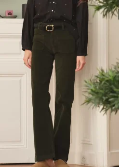 LA PETITE ÉTOILE Pantalons & Jeans|Pantalon Sonny Velours Vert Fonce