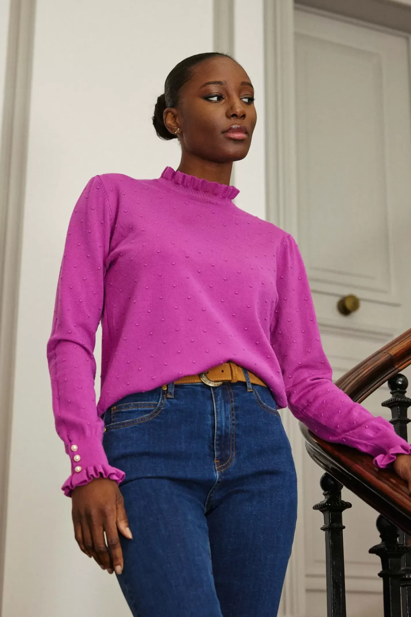LA PETITE ÉTOILE Mailles|Pull Solferinos Fuchsia