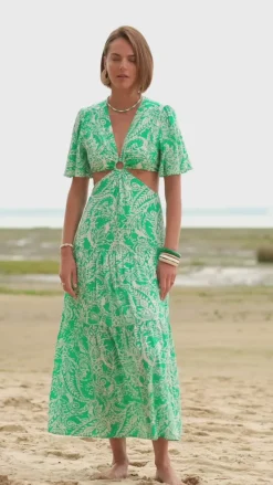 LA PETITE ÉTOILE Robes & Combinaisons|Robe Nemaa Vert/Ecru