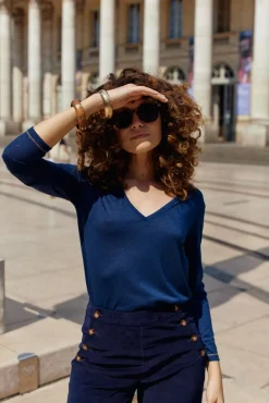 LA PETITE ÉTOILE Tops|T-Shirt Calliopy Marine