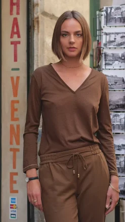 LA PETITE ÉTOILE Tops|T-Shirt Calliopy Choco
