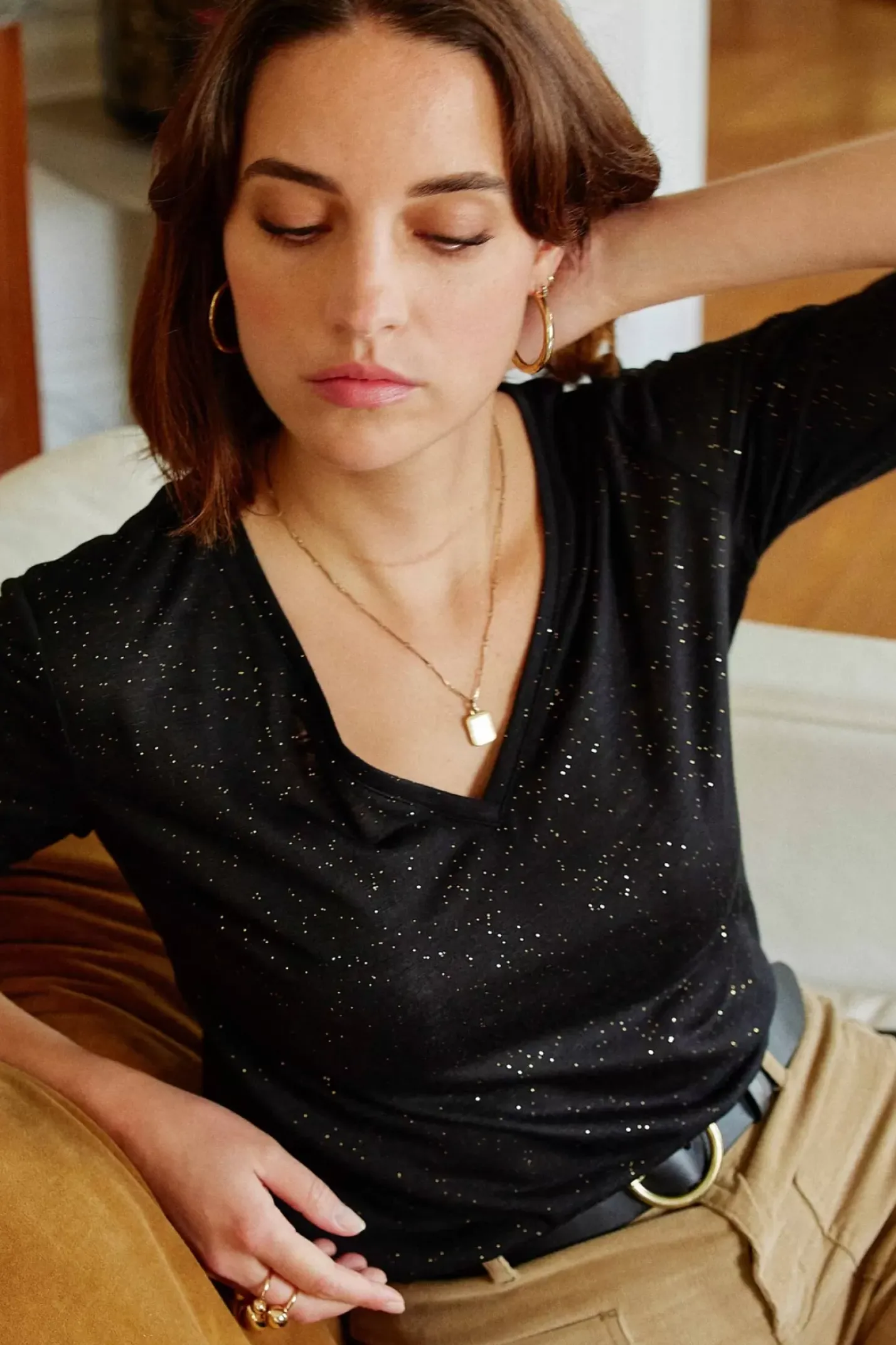 LA PETITE ÉTOILE Tops|T-Shirt Calliopy Noir