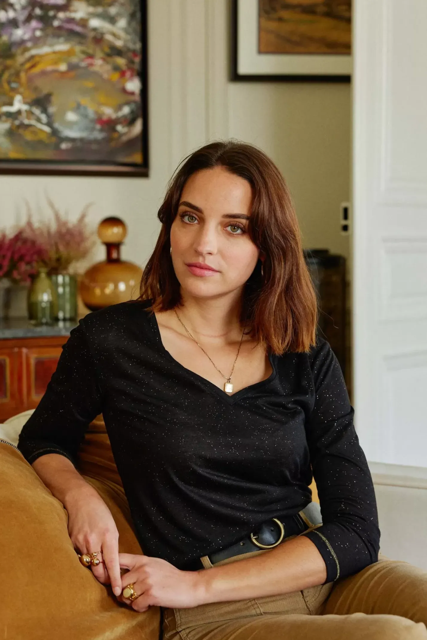 LA PETITE ÉTOILE Tops|T-Shirt Calliopy Noir