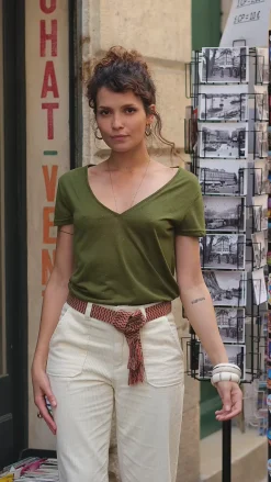 LA PETITE ÉTOILE Tops|T-Shirt Elvie Kaki