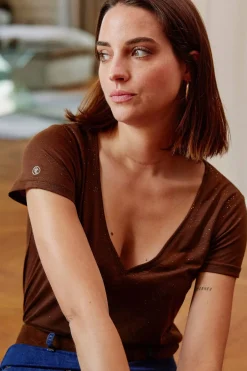 LA PETITE ÉTOILE Tops|T-Shirt Elvie Choco