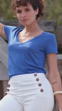 LA PETITE ÉTOILE Tops|T-Shirt Elvie Bleu