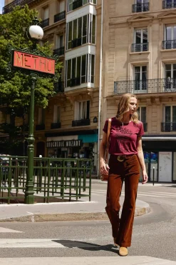 LA PETITE ÉTOILE Tops|T-Shirt Peace Framboise