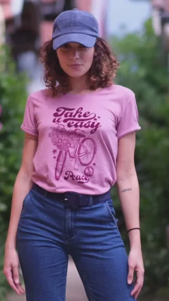 LA PETITE ÉTOILE Tops|T-Shirt Peace Vieux Rose