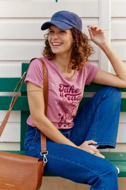 LA PETITE ÉTOILE Tops|T-Shirt Peace Vieux Rose